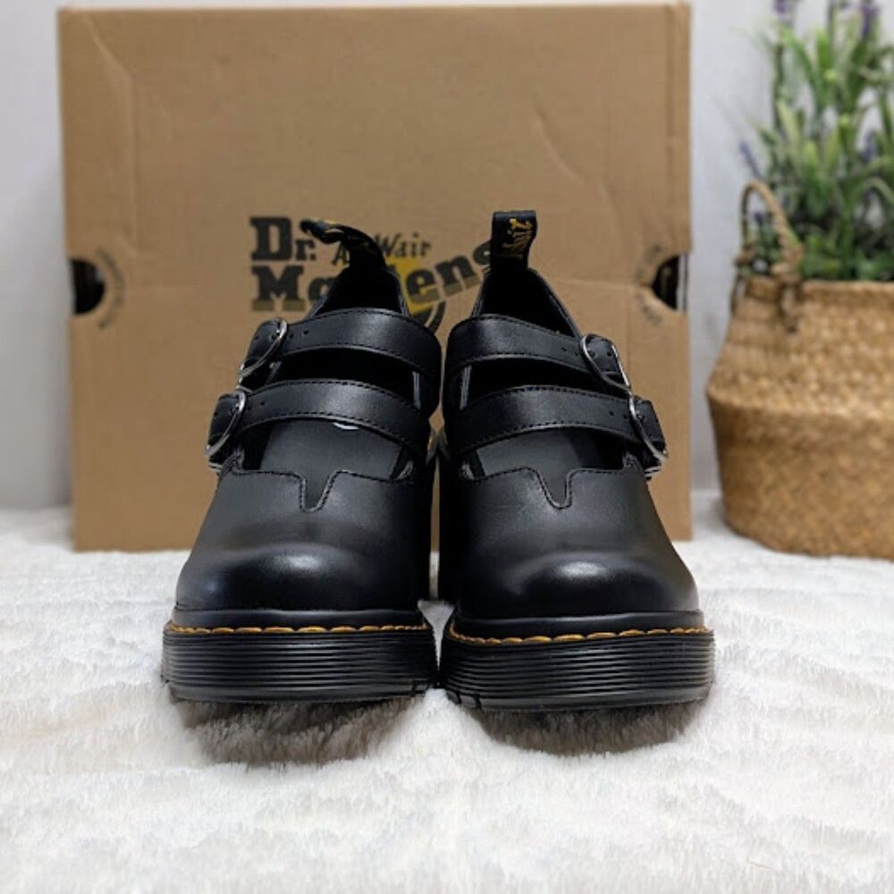 Dr. Martens Eviee Black Sendal Leather Heeled Shoes Women's 10 UK 8 NIB - Picture 6 of 15